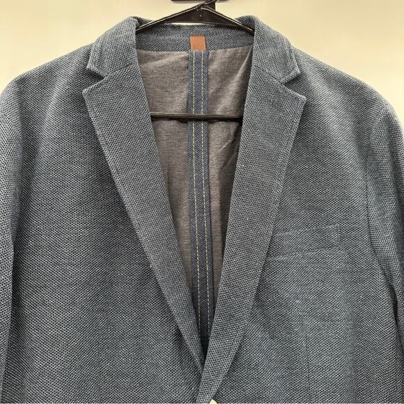 Zara Navy Blue Long Sleeve Two Button Double Lapel Suit Blazer Size‎ 40 - Picture 2 of 9